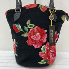美品】シンクビー デラックスピンキーローズ バッグ ゴブラン ビーズ 