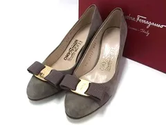 ■美品■ Salvatore Ferragamo フェラガモ ヴァラリボン スエード ヒール パンプス サイズ4 1/2 (約22cm) 靴 シューズ DM6880