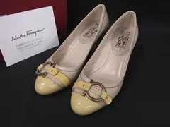 ■美品■ Salvatore Ferragamo フェラガモ ガンチーニ レザー ヒール パンプス 表記サイズ5(約22.5cm) 靴 シューズ ベージュ系 DM6881