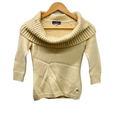 Burberry Blue Label(バーバリーブルーレーベル) 七分袖セーター サイズ38 M レディース アイボリー タートルネック
