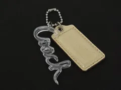 ■美品■ COACH コーチ レザー キーホルダー キーリング キーチャーム バッグチャーム レディース ゴールド系×クリア DM8566