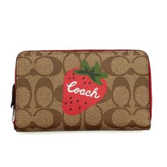 COACHコーチシグネチャーストロベリー苺柄ロングウォレット長財布