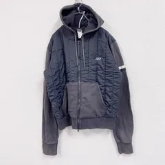 55DSL　DIESEL　ディーゼル　キルティング切り替えスウェットパーカー/フーディー　黒　ブラック　XLサイズ　古着