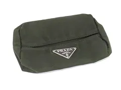 PRADA プラダ テスートナイロン ポケットティッシュケース ティッシュ入れ メンズ レディース カーキ系 DM9376