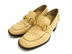 GUCCI グッチ 100 0441 ホースビット レザー ヒール ローファー 表記サイズ 36(約23cm) シューズ 靴 レディース ベージュ系 DM9439