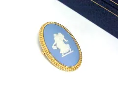 ■美品■ WEDGWOOD ウェッジウッド ジャスパー ピンブローチ ピンバッジ アクセサリー レディース ゴールド系×ライトブルー系 DM9410のサムネイル