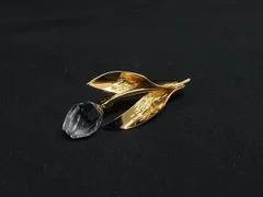 ■美品■ SWAROVSKI スワロフスキー フラワー ピンブローチ ピンバッジ アクセサリー レディース ゴールド系×クリア DM9422
