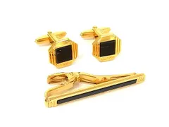 ■美品■ LANVIN ランバン カフスボタン カフリンクス ネクタイピン タイクリップ アクセサリー 2点セット メンズ ゴールド系 DM9759のサムネイル