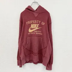 NIKE　ナイキ　スウェットパーカー/フーディー　前V　ワッフル生地　スウッシュ　赤　レッド　Lサイズ　古着