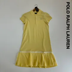 新品☆POLO RALPH LAUREN ポロラルフローレン☆裾プリーツポロシャツワンピース 16 キッズ160 イエロー リボン