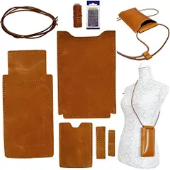 3world レザークラフト ミニショルダーバッグ おためし入門 キット 牛本革 カット 穴あけ 済み 針 糸 付属 SW1952ライトブラウンts