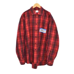 ヴェトモン VETEMENT 22SS MY NAME IS VETEMENTS FLANNEL SHIRT フランネルシャツ 長袖 チェック M 赤 レッド UA52SH800R ☆AA★のサムネイル