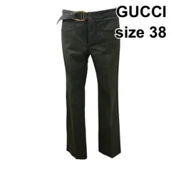 ●◇ グッチ GUCCI クロップドパンツ ストレート バックル カジュアル モスグリーン 綿混 38 M 9号 レディース Z6C000のサムネイル