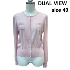 □ デュアルビュー DUAL VIEW カーディガン 長袖 ラウンドネック 肩ギャザー 袖口ボタン ピンク 綿 シルク 40 L 11号 レディース Z6B711