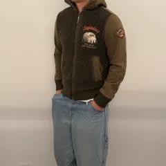 ジープ カーキ フリース フードジャケット