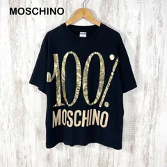 MOSCHINO モスキーノ 100% ビッグロゴプリント オーバーサイズ Ｔシャツ ゴールド ブラック ユニセックスのサムネイル