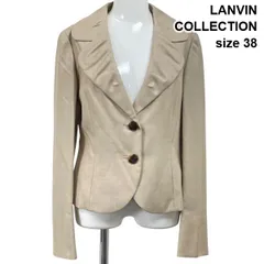 ◇ ランバンコレクション LANVIN COLLECTION シルク混 テーラードジャケット フリル襟 長袖 光沢感 毛 絹 38 M 9号 レディース S6D498