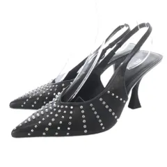 ザラ ZARA スタッズ サンダル ミュール ポインテッドトゥ 39 黒