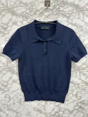 ZARA ザラ 半袖ショートポロニット レディース ネイビー◆Size M