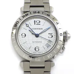 カルティエ Cartier 腕時計 パシャC メリディアン GMT W31078M7 デイト 夜光インデックス 夜光針 グリッド シルバー文字盤 SS 自動巻き 【中古】のサムネイル