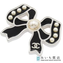 ヴィンテージ】CHANEL リボン ピン ブローチ ゴールド ブラック 大特価