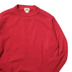00's LLビーン クルーネック コットン ニット セーター (M) 赤 レッド 無地 00年代 旧タグ オールド L.L.Bean アウトドア アメリカ古着 USED ビンテージ ヴィンテージのサムネイル