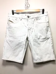 704002 DIESEL ダメージ加工 リペア加工 ハーフ パンツ 28 ホワイト デニム ショート ショーツ ディーゼル