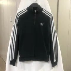 アディダス ブラック 3本線 ハーフジップアップ トレーニングウエア トップス S