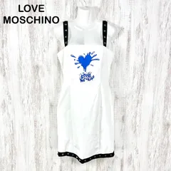 新品未使用 美品 LOVE MOSCHINO ラブモスキーノ ハートペイント ロゴプリント スタッズ ストレッチ キャミワンピース ホワイト レディースのサムネイル