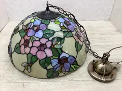 T7  ステンドガラス ランプ 電気 釣り下げ  照明 レトロ アンティーク 花柄 蜂 傘幅約45㎝