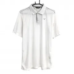 【美品】ミズノゴルフ 半袖ポロシャツ 白 ロゴ・肩パイピンググレー メンズ 2XL ゴルフウェア MIZUNO