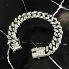 送料無料 喜平ブレスレット 20cm 幅13mm 喜平ブレス マイアミキューバン シルバー 喜平 ブレスレット ブリンブリン CZダイヤモンド キューバンリンク ヒップホップ HIPHOPジュエリー ラッパー ストリート 韓国ファッション トレンド