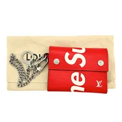 LOUIS VUITTON ルイヴィトン エピ Supremeコラボ コンパクトウォレットレッド ホワイト M67755 メンズ エピレザー チェーンウォレット コンパクトウォレット 三つ折り財布 (20813)のサムネイル