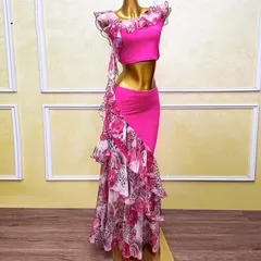 ベリーダンス ダンス衣装 セット ハロウィン コスプレ 仮装 パーティー 余興用 レッスン着 トップス スカート(インナーパンツ付き) 2点セット　 社交ダンス　発表会　ラテンダンス　演出　団体 忘年会 新年会　キラキラ きらきら