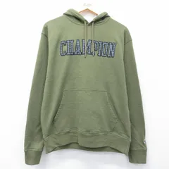 XL/古着 チャンピオン Champion 長袖 スウェット パーカー メンズ ビッグロゴ 緑 26mar27