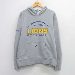 XL/古着 ナイキ NIKE 長袖 スウェット パーカー メンズ LIONS フットボール 大きいサイズ グレー 霜降り 26mar27