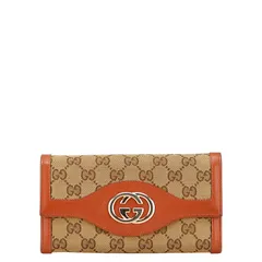 グッチ GGキャンバス インターロッキングG 長財布 282434 ベージュ ブラウン キャンバス レザー レディース GUCCI【1-0233300】