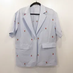 【姫路東店】 中古 furfur | ファーファー テーラードジャケット ローズ刺繍ハーフスリーブジャケット RWFJ252005 ｻｲｽﾞ:ONE ライトブルー 【111】のサムネイル