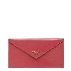 プラダ エンベロープ 長財布 ピンク レザー レディース PRADA【1-0236510】