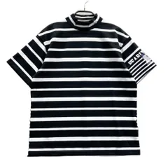 サイズ：2 PEARLY GATES パーリーゲイツ 35周年 2024年モデル ハイネック 半袖Tシャツ ボーダー柄 ブラック系 [240101591997] ゴルフウェア レディース ストスト