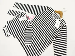 訳あり未使用品 マリメッコ marimekko 洗える長袖カットソー+長袖ロンパース ママとベビーお揃い親子服2点セット ホワイト ブラック ボーダー柄