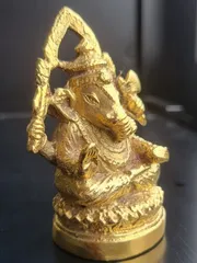 タイ製 真鍮ガネーシャ像 約7cm 開運 商売繁盛 インテリア置物【真鍮ガネーシャH】のサムネイル
