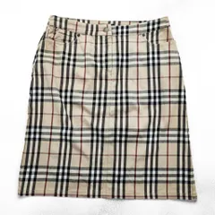 BURBERRY LONDON イタリア製 ノバチェック タイト スカート L ベージュ 膝丈 コットン ストレッチ