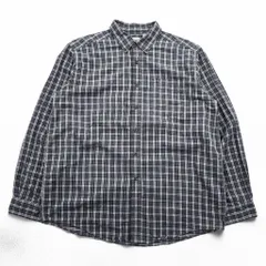 L.L.Bean 90年代 チェック フランネルシャツ 長袖シャツ L グレー ボタンダウン 胸ポケット 0WT65