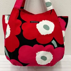 2019　marimekko　マリメッコ　トートバッグ　ハンドバッグ　キャンバス　ウニッコ　Unikko　赤　レッド　ピンク　ブラック　黒　レディース　シンプル　きれいめ