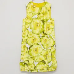 ◎GIAMBATTISTA VALLI ジャンバティスタヴァリ ノースリーブワンピース ドレス 花柄 総柄 シルク イエロー イタリア製 レディース 38 a00807のサムネイル