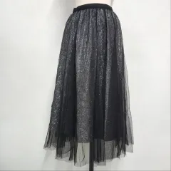OLIVE des OLIVE グリッター バンディング チュール スカート ブラック