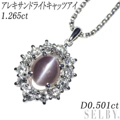 希少 K18WG アレキサンドライトキャッツアイ ダイヤモンド ペンダントネックレス 1.265ct D0.501ct