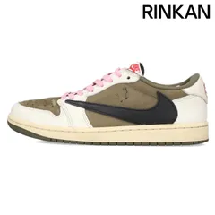 ナイキ ×トラヴィススコット Travis Scott  WMNS AIR JORDAN 1 LOW OG SP REVERSE OLIVE DM7866-200 エアジョーダン1ローリバースオリーブスニーカー レディース 26cm
