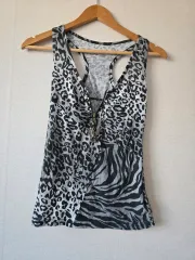 d i a ゼブラ レオパード ノースリーブ トップス